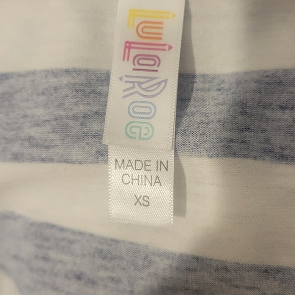 LULAROE blue & white striped tee size XS - Picture 4 of 4